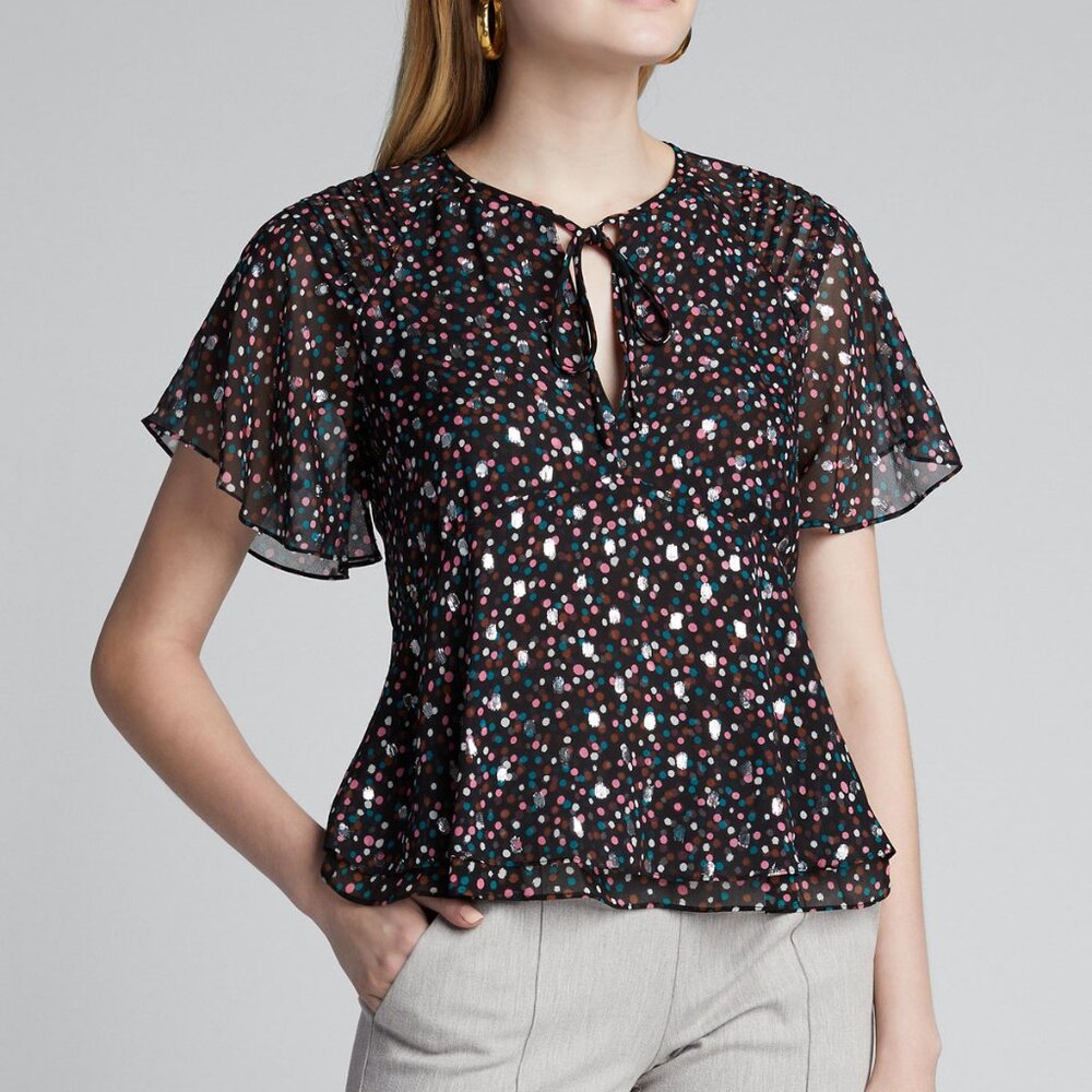 NEW Diane von Furstenberg DVF Silk Peplum Top – Flutter Sleeve Work Blouse
